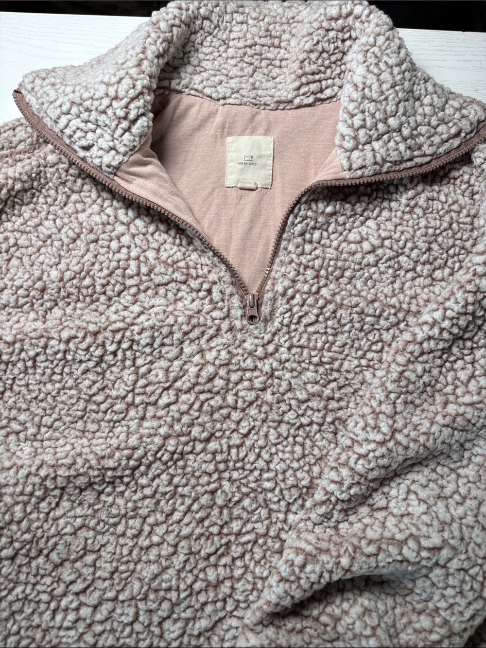 Thread & Supply Blush Sherpa Half-Zip Pullover